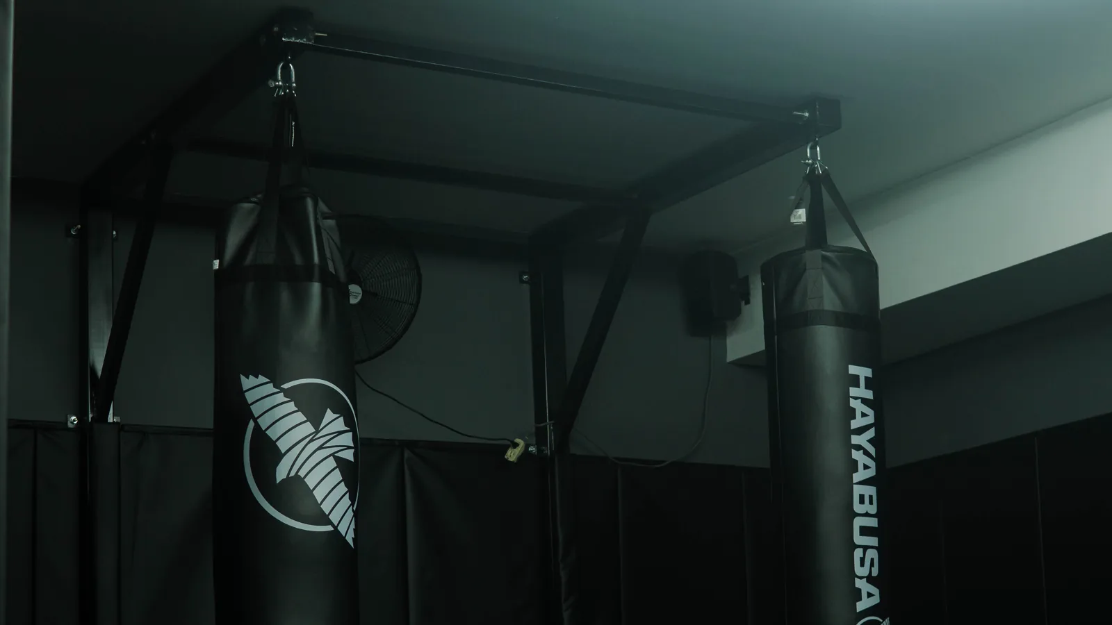 Heavy bags in the Savage boxing area